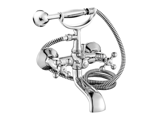 Bateria wannowa ścienna z zestawem natryskowym Stilo Chrom BKI 011D Kuchinox