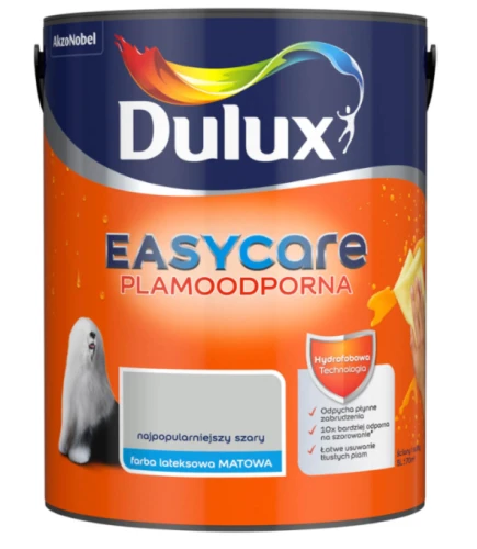 Farba lateksowa do wnętrz plamoodporna Easycare Najpopularniejszy Szary 5L DULUX