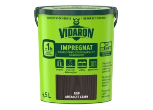 Impregnat Ochronno-Dekoracyjny Ogrodowy Antracyt Szary R09 4,5L VIDARON