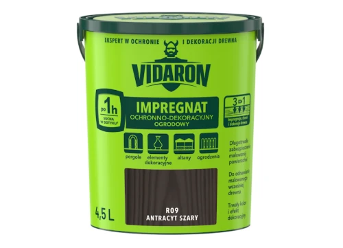 Impregnat Ochronno-Dekoracyjny Ogrodowy Antracyt Szary R09 4,5L VIDARON