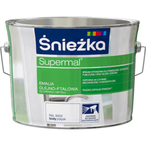 Farba emaliowa olejno-ftalowa Supermal połysk biały RAL 9003 2,5L Śnieżka