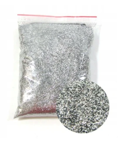 Brokat srebrny 0,4 mm 50 g Lakma