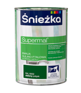 Farba emaliowa olejno-ftalowa Supermal połysk zielony RAL 6002 0,8L Śnieżka