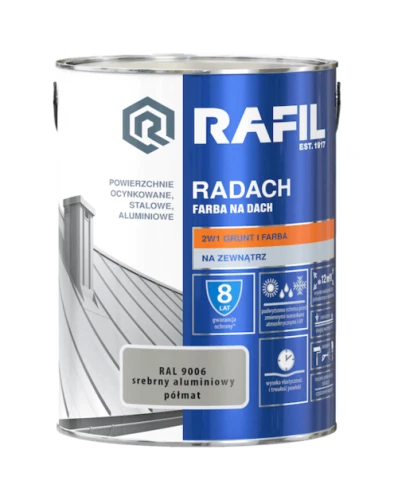 Farba na dach srebrny aluminiowy RAL9006 5 l Rafil