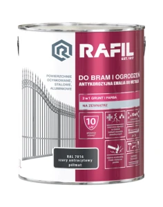Farba do bram i ogrodzeń szary RAL7016 3 l Rafil