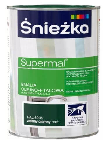 Emalia olejno-ftalowa do drewna i metalu 0,8 l zielony ciemny mat Śnieżka