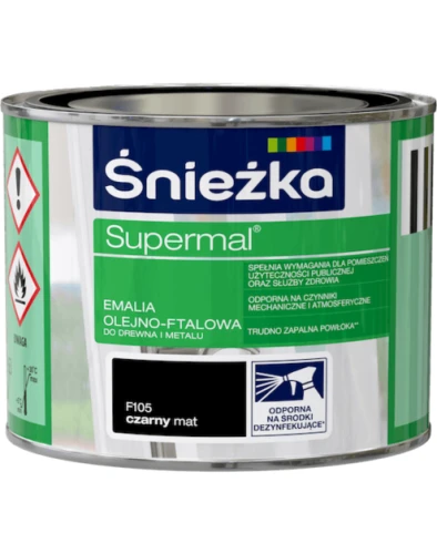 Emalia olejno-ftalowa do drewna i metalu 0,2 l czarny mat Śnieżka