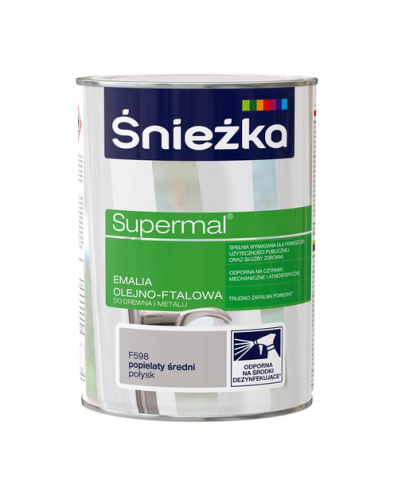 Farba do drewna i metalu supermal 0,8 l popielaty średni połysk Śnieżka