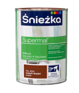 Farba Emaliowa Olejno-Ftalowa Supermal Połysk Orzech Średni  RAL 8002 0,8L ŚNIEŻKA