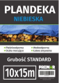 Plandeka niebieska o standardowej grubości i rozmiarze 10x15 m.