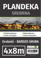 Plandeka srebrna o wymiarach 4x8 m i bardzo dużej grubości.