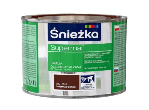 Farba emaliowa olejno-ftalowa Supermal połysk brązowy Ral 8016 0,4 l Śnieżka eremsklep.pl