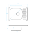 Zlewozmywak jednokomorowy z półociekaczem Junk Kuchinox rysunek techniczny eremsklep.pl