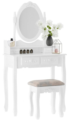 Toaletka kosmetyczna z lustrem i taboretem Chomik