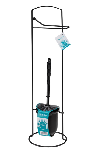 Zestaw WC Basic Black Alsea szczotka stojak uchwyt Galicja