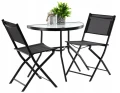 Zestaw mebli balkonowych stolik połówka + 2 składane krzesła czarny GardenLine 5900779847132 eremsklep.pl