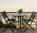 Zestaw mebli balkonowych stolik połówka + 2 składane krzesła czarny GardenLine 5900779847132 eremsklep.pl
