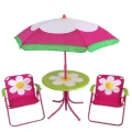 Komplet mebli ogrodowych dziecięcych Kwiatek 2 krzesła stolik i parasol Patio 5904134071958 eremsklep.pl