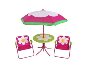Komplet mebli ogrodowych dziecięcych Kwiatek 2 krzesła stolik i parasol Patio