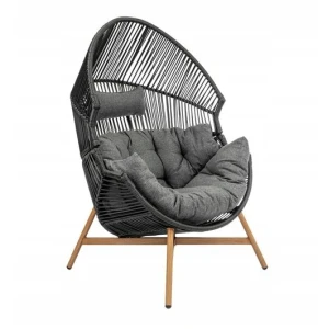 Fotel rattanowy Holand czarny stylowy z technorattanu