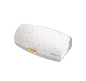 Chlebak stalowy 42.5x17x28 cm biały marmurek ze złotą rączką