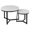 Stolik kawowy SK112MSZ okrągły komplet 2 szt. 60 x 47 cm / 40 x 39 cm marmur szary 5901386214669 - Sklep Mrówka - EREM - eremsklep.pl