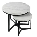 Stolik kawowy SK112MSZ okrągły komplet 2 szt. 60 x 47 cm / 40 x 39 cm marmur szary 5901386214669 - Sklep Mrówka - EREM - eremsklep.pl