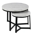 Stolik kawowy SK112MSZ okrągły komplet 2 szt. 60 x 47 cm / 40 x 39 cm marmur szary 5901386214669 - Sklep Mrówka - EREM - eremsklep.pl