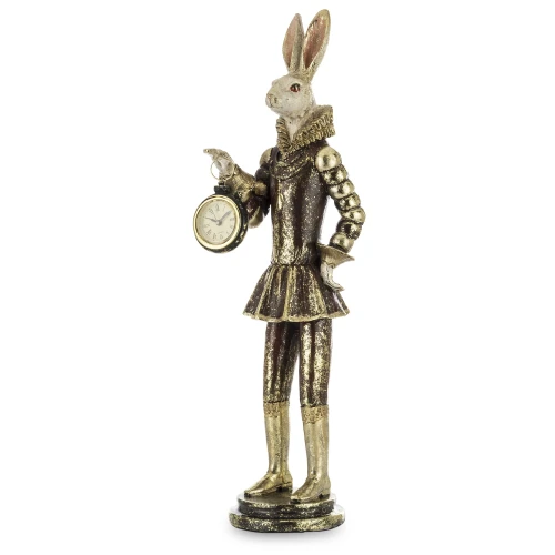 Figurka królik z zegarkiem 45 x 10 x 11,5 cm złoty 5902663553495 - Sklep Mrówka - EREM - eremsklep.pl