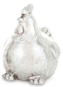 Figurka ceramiczna kura 16,5 x 13 x 16 cm srebrny