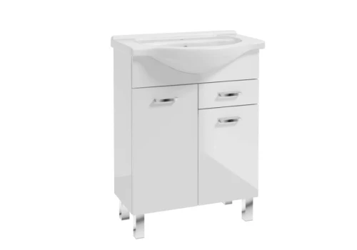 Zestaw łazienkowy szafka z umywalką Mea 65 cm biały połysk 5908212073735  - Sklep Mrówka - EREM - eremsklep.pl