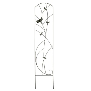 Podpora ogrodowa kratka metalowa do roślin ważki 142 x 30 cm czarna