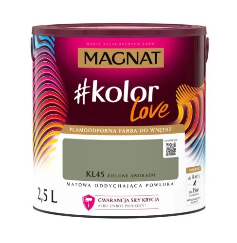 Farba kolorowa #kolorLove KL45 zielone awokado 2,5 l Magnat 5903973233091 - Sklep Mrówka - EREM - eremsklep.pl