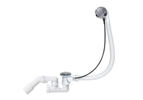 Syfon wannowy z korkiem automatycznym chrom Tycner 5901095516535  - Sklep Mrówka - EREM - eremsklep.pl