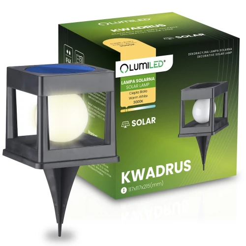 Lampa solarna ogrodowa KWADRUS słupek zewnętrzny stojący LED 3000K 5904422788797  - Sklep Mrówka - EREM - eremsklep.pl