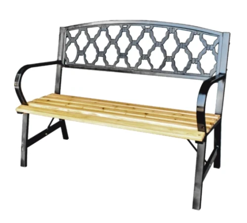 Ławka do ogrodu 120 x 56 x 85 cm naturalne drewno / stal 5901292682941  - Sklep Mrówka - EREM - eremsklep.pl