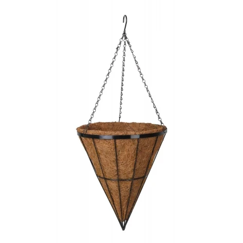 Kosz wiszący kwietnik na kwiaty metalowy stożek z wkładem z kokosu 30 x 30 x 35 / 72 cm 5907633297294  - Sklep Mrówka - EREM - eremsklep.pl