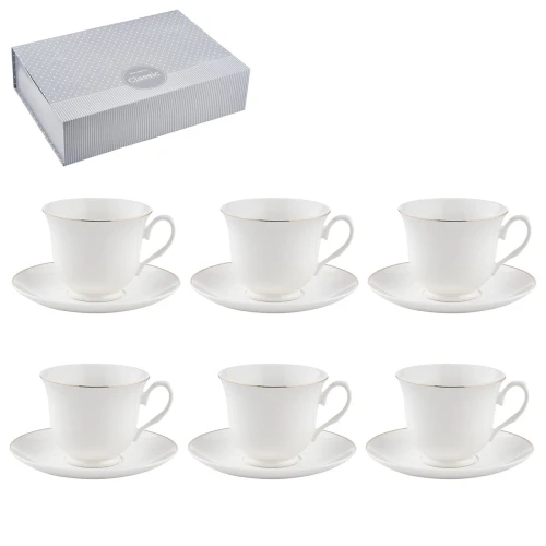 Komplet 6 filiżanek ze spodkiem Classic 240 ml 5901832345152 - Sklep Mrówka - EREM - eremsklep.pl