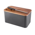 Chlebak pojemnik na chleb Initio metalowy z drewnianą pokrywą i nożem 34 cm 5907508197896 - Sklep Mrówka - EREM - eremsklep.pl