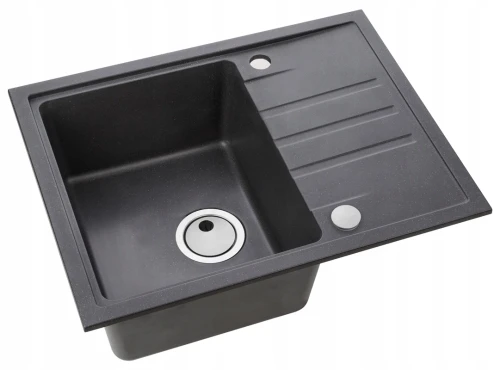 Zlewozmywak Intermezzo 30 steel 04 62 x 48 cm z syfonem manualnym czarny z drobinkami brokatu 5906748102813 - Sklep Mrówka - EREM - eremsklep.pl