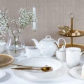 Talerz obiadowy Aurelia 27 cm biało - złoty 5907078485584 - Sklep Mrówka - EREM - eremsklep.pl