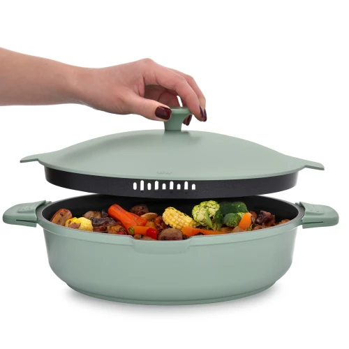 Patelnia Fern z powłoką Qualum Basic z pokrywką 28 cm 5907078481586 - Sklep Mrówka - EREM - eremsklep.pl