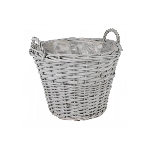 Kosz wiklinowy z uchwytami 38x38x30/35 cm szary 5907633281231  - Sklep Mrówka - EREM - eremsklep.pl