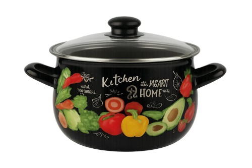 Garnek emaliowany baryłka z pokrywą 4,8L 22cm czarny 5905386787178 - Sklep Mrówka - EREM - eremsklep.pl