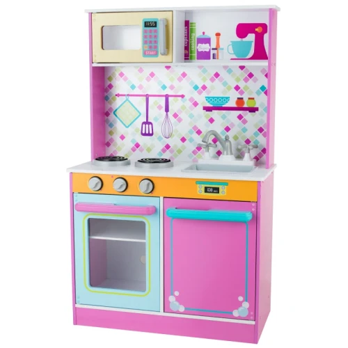 Kuchnia dla dzieci drewniana 98 cm różowy 5904506712113 - Sklep Mrówka - EREM - eremsklep.pl
