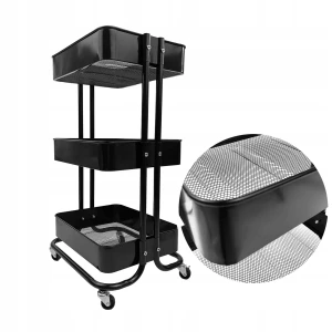 Wózek metalowy 3 - poziomy 74 cm czarny