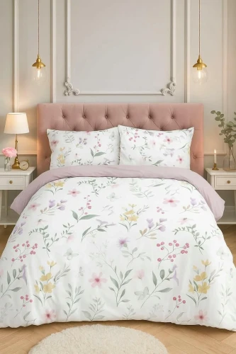 Komplet pościeli z mikrofibry 220 x 200 cm kwiaty 5906948280267 - Sklep Mrówka - EREM - eremsklep.pl