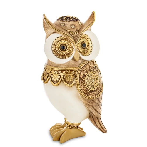 Figurka sowa 22,5 x 11 x 9,5 cm złoto - biały 5902663766949 - Sklep Mrówka - EREM - eremsklep.pl