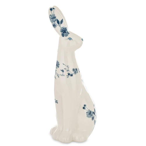 Figurka ceramiczna królik 28,5 x 10 x 13 cm biało - niebieski 5902663759941 - Sklep Mrówka - EREM - eremsklep.pl
