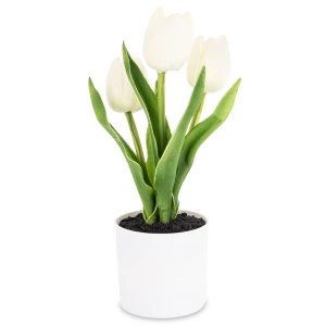 Roślina dekoracyjna białe tulipany Led-Prom. 32 x 10 x 10 cm